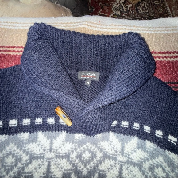 L’uomo Vintage Wool Blend Men's Cardigan Sweater Made in Italy - Picture 2 of 4